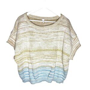 Anthropologie Daily Practice Tan Chunky Knit Short Sleeve Sweater Top, Size XL